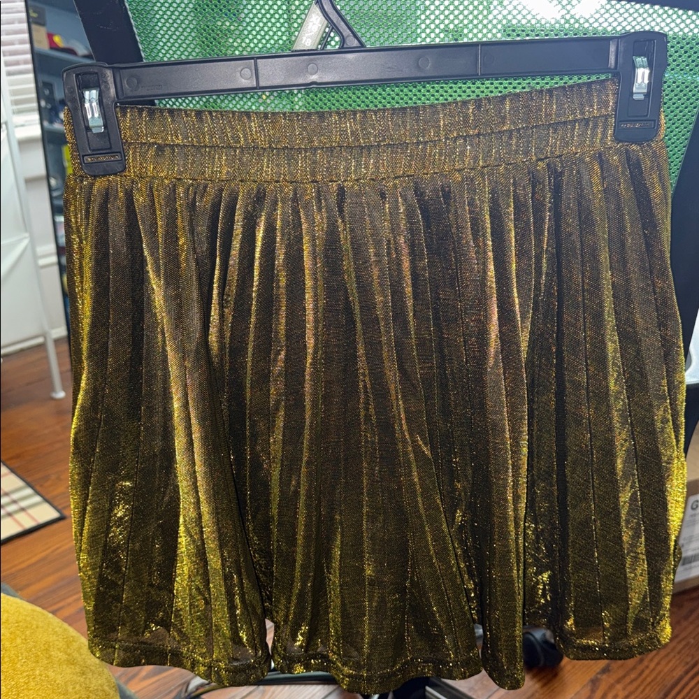 Peach Love California Metallic Gold Skater Skirt